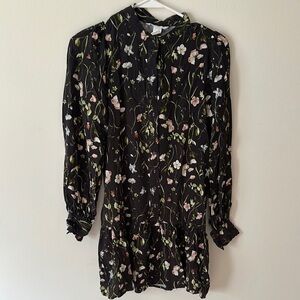 H&M Black and Pink Mock Neck Bishop Sleeve Sundress